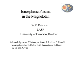Ionospheric Plasma in the Magnetotail W.K. Peterson LASP