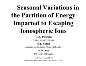 Seasonal Variations in the Partition of Energy Imparted to Escaping Ionospheric Ions
