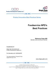 Foodservice NPD’s Best Practices  Product Innovation Best Practices Series