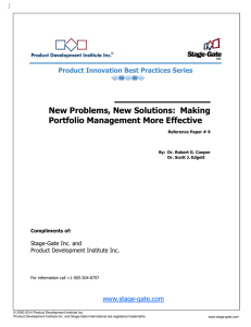 New Problems, New Solutions:  Making Portfolio Management More Effective www.stage-gate.com