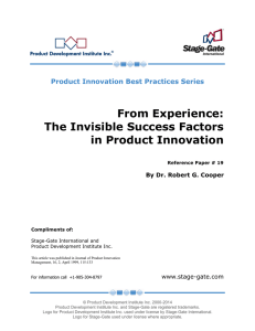 From Experience: The Invisible Success Factors in Product Innovation