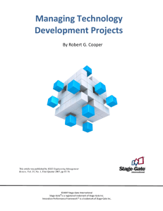 Managing Technology  Development Projects    By Robert G. Cooper 