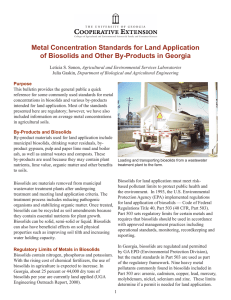Metal Concentration Standards for Land Application