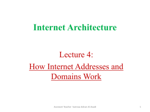 Internet Architecture Lecture 4: How Internet Addresses and Domains Work