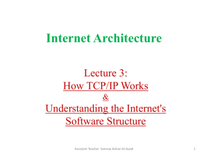 Internet Architecture Lecture 3: How TCP/IP Works Understanding the Internet's