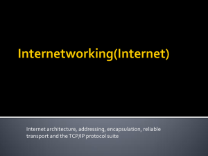 Internet architecture, addressing, encapsulation, reliable transport and the TCP/IP protocol suite
