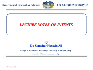 LECTURE NOTES  OF INTENTS By Dr. Samaher Hussein Ali