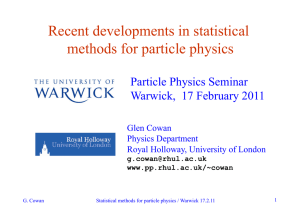 Recent developments in statistical methods for particle physics  Particle Physics Seminar