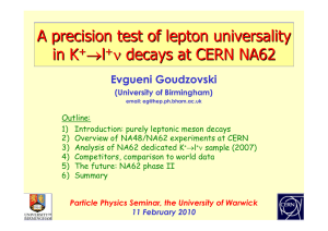 A precision test of lepton universality in K →