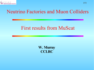 Neutrino Factories and Muon Colliders First results from MuScat W. Murray CCLRC