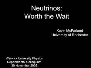 Neutrinos: Worth the Wait Kevin McFarland University of Rochester