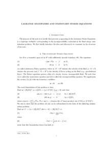 LAGRANGE MULTIPLIERS AND STATIONARY STOKES EQUATIONS 1. Introduction