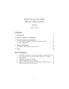 MA213 Second Year Essay Hilbert’s Third Problem Contents 0901849