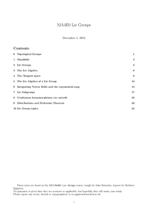 MA4E0 Lie Groups Contents December 5, 2012