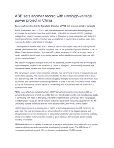 ABB sets another record with ultrahigh-voltage power project in China