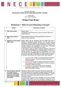 Project Fact Sheet Workshop 1: “Web 2.0 and Citizenship in Europe”