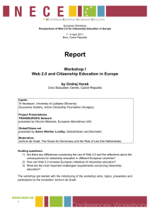 Report Workshop I Web 2.0 and Citizenship Education in Europe by Ondrej Horak