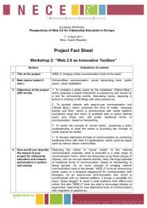 Project Fact Sheet Workshop 2: “Web 2.0 as Innovative Toolbox”