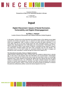 Input Digital Disconnect: Issues of Social Exclusion, Vulnerability and Digital (Dis)engagement