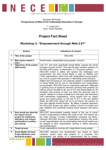Project Fact Sheet  Workshop 3: “Empowerment through Web 2.0?”