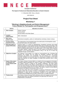 Project Fact Sheet Workshop 1 “Working in Neighbourhoods and District Management: