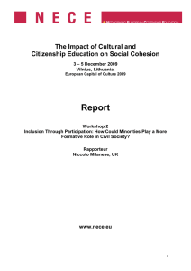 Report The Impact of Cultural and Citizenship Education on Social Cohesion