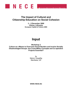 Input The Impact of Cultural and Citizenship Education on Social Cohesion