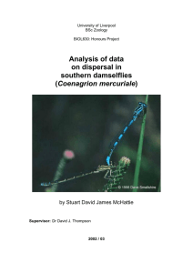 Analysis of data on dispersal in southern damselflies Coenagrion mercuriale