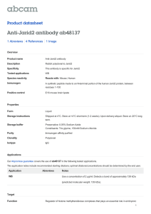 Anti-Jarid2 antibody ab48137 Product datasheet 1 Abreviews 1 Image