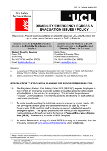 DISABILITY EMERGENCY EGRESS &amp; EVACUATION ISSUES / POLICY Fire Safety Technical Guide