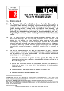 UCL FIRE RISK ASSESSMENT POLICY&amp; ARRANGEMENTS 1.0. BACKGROUND