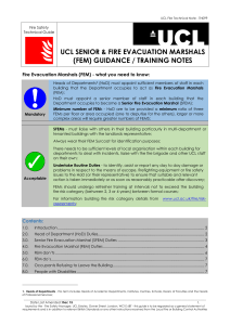 UCL SENIOR &amp; FIRE EVACUATION MARSHALS (FEM) GUIDANCE / TRAINING NOTES