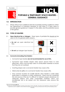 PORTABLE &amp; TEMPORARY SPACE HEATERS - GENERAL GUIDANCE 1.0. INTRODUCTION