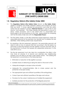 SUMMARY OF THE REGULATORY REFORM (FIRE SAFETY) ORDER 2005