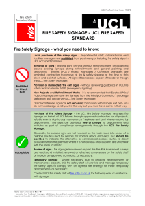 FIRE SAFETY SIGNAGE - UCL FIRE SAFETY STANDARD