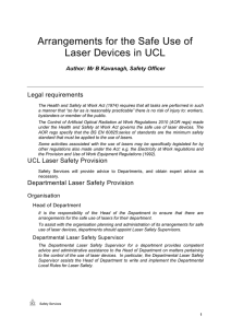 Arrangements for the Safe Use of Laser Devices in UCL