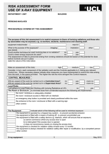 RISK ASSESSMENT FORM USE OF X-RAY EQUIPMENT