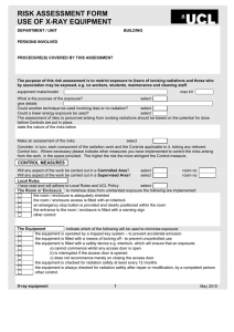 RISK ASSESSMENT FORM  USE OF X-RAY EQUIPMENT
