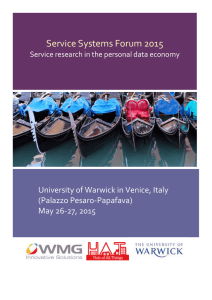 Service Systems Forum 2015  University of Warwick in Venice, Italy (Palazzo Pesaro-Papafava)