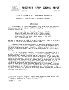 AGRONOMIC CROP SCIENCE REPORT Oregon University State