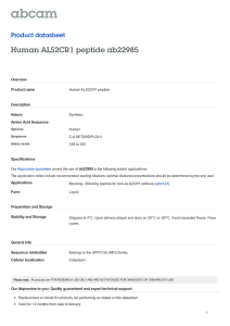 Human ALS2CR1 peptide ab22985 Product datasheet Overview Product name