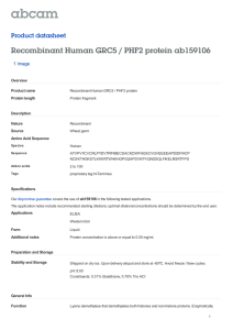 Recombinant Human GRC5 / PHF2 protein ab159106 Product datasheet 1 Image Overview
