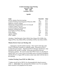 Aviation Working Team Meeting March 21, 2006 0900 – 1400 Location: NWCC