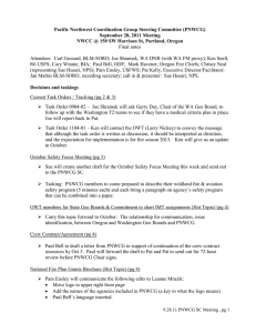 Pacific Northwest Coordination Group Steering Committee (PNWCG) September 28, 2011 Meeting