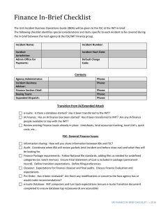 Finance In-Brief Checklist