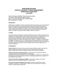 NORTHERN ROCKIES CRITICAL INCIDENT STRESS MANAGEMENT OPERATING GUIDELINES June 2010