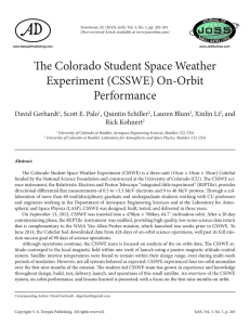 The Colorado Student Space Weather Experiment (CSSWE) On-Orbit Performance David Gerhardt