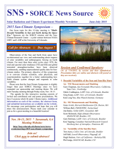 SNS • SORCE News Source 2015 Sun-Climate Symposium – Call for Abstracts