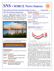 SNS • SORCE News Source 2015 Sun-Climate Symposium –