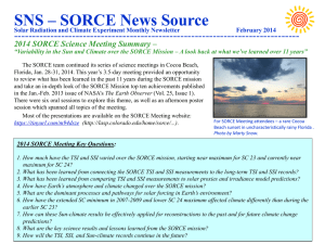SNS – SORCE News Source -------------------------------------------------------------------------------  2014 SORCE Science Meeting Summary –